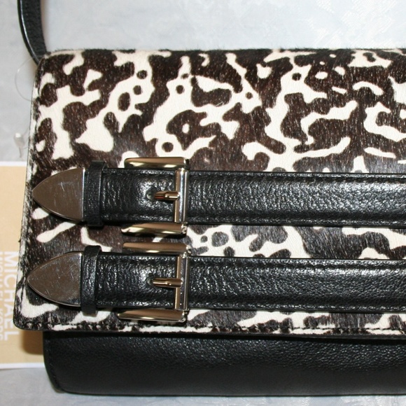 MICHAEL KORS ROBIN CLUTCH WHITE/BLACK LEATHER - Picture 2 of 5